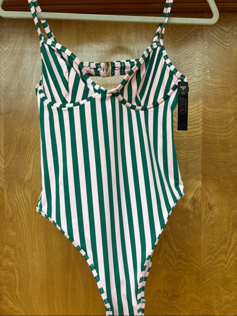 Green & Pink Stripe Heritage One-Piece Swimsuit discontinued Bathing suit